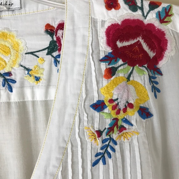 3J Workshop Johnny Was embroidered pintuck top M - Picture 5 of 12